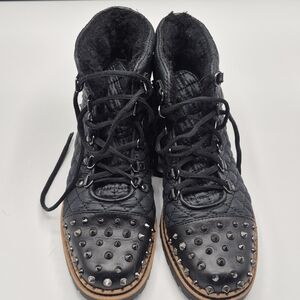 Sam Edelman Black Lug Sole Lace-Up Boots